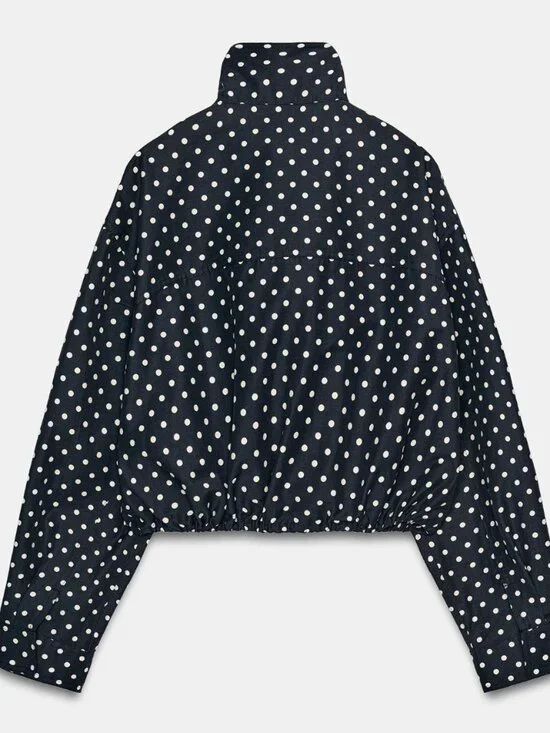 Zara Navy Blue polka dot jacket size small - Picture 2 of 3